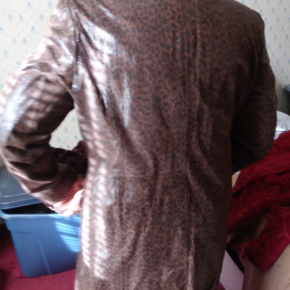 Full Length Leopard Print Leather Coat